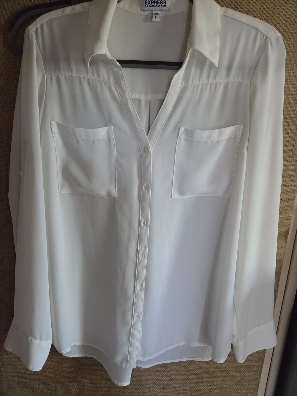 Express  Ivory Button-Front Blouse